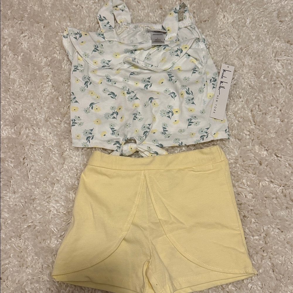 Floral Top and Yellow Shorts Set